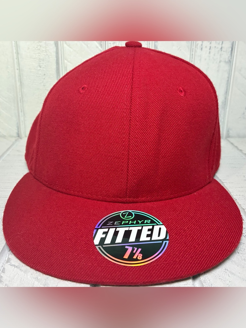 Zephyr Fitted 7 7/8 Blank ZW 32/5 Chopped Solid Red Snap Back Hat Adult Unisex